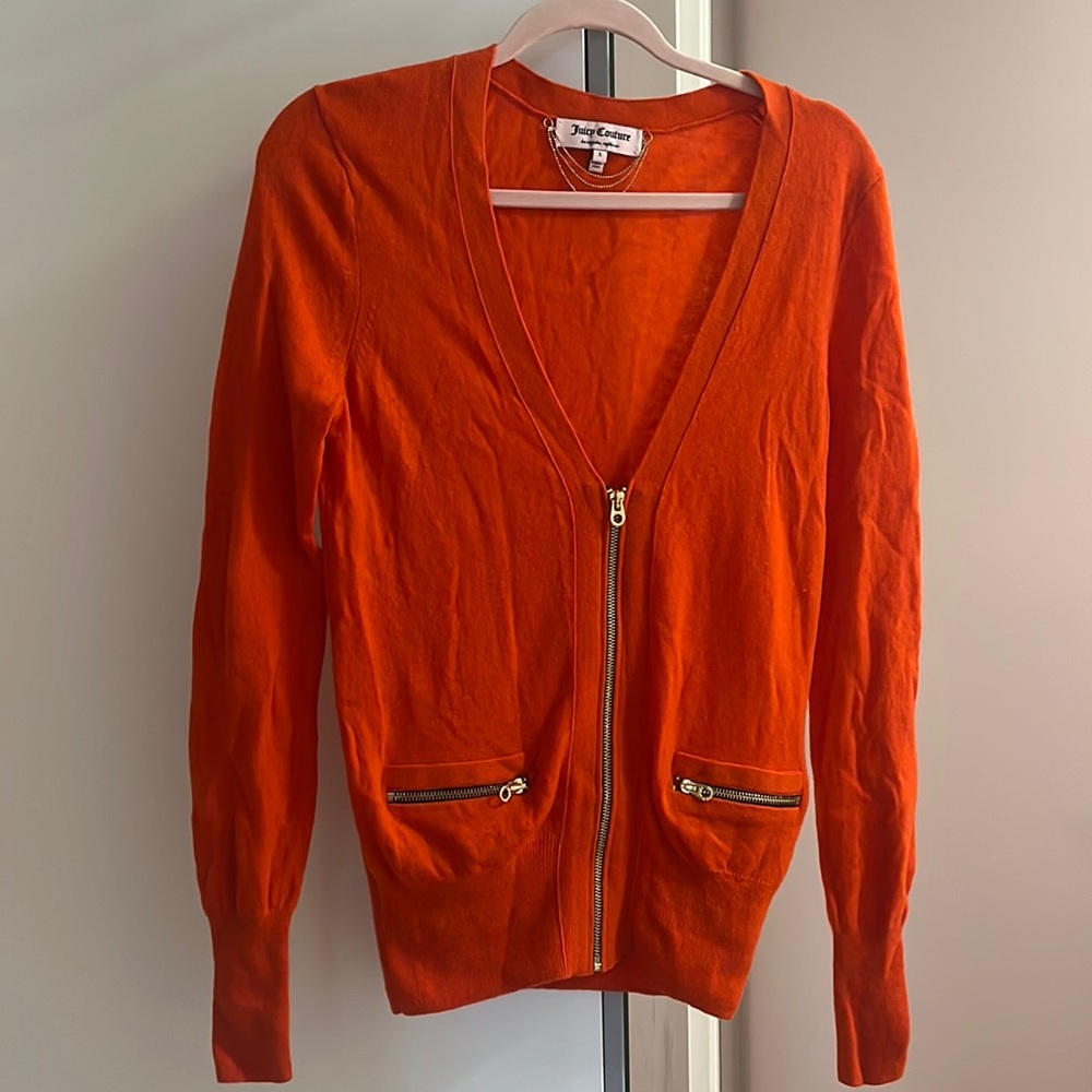 Juicy Couture Chic Orange Zip-Up Cardigan